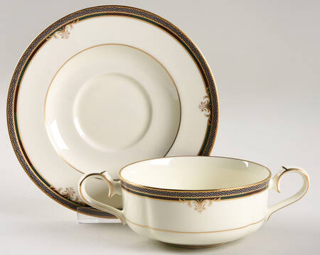 Lady Quentin Flat Cream Soup Bowl & Cup Saucer Set