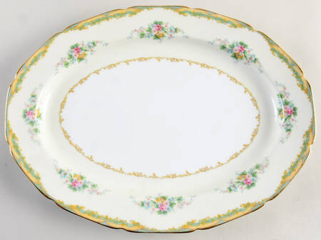 Larue (Gold Trim) 15" Oval Serving Platter