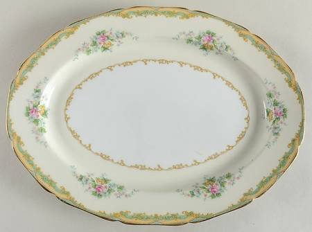 Larue (Gold Trim) 13" Oval Serving Platter