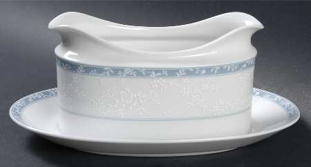 Lace Shadow Gravy Boat with Attached Underplate