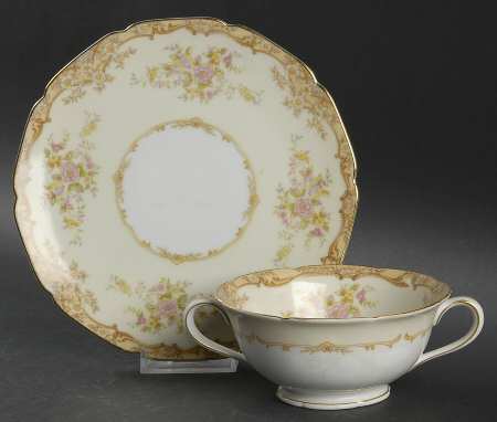 Latona Footed Cream Soup Bowl & Saucer Set