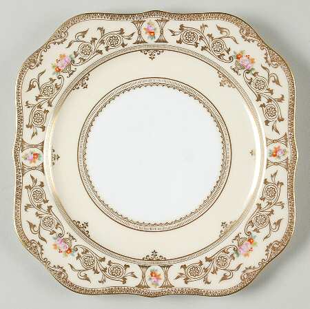 Laurel (Cream Border, Flowers) Square Salad Plate