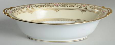 Laurel (Cream Border, Flowers) 10" Oval Vegetable Bowl