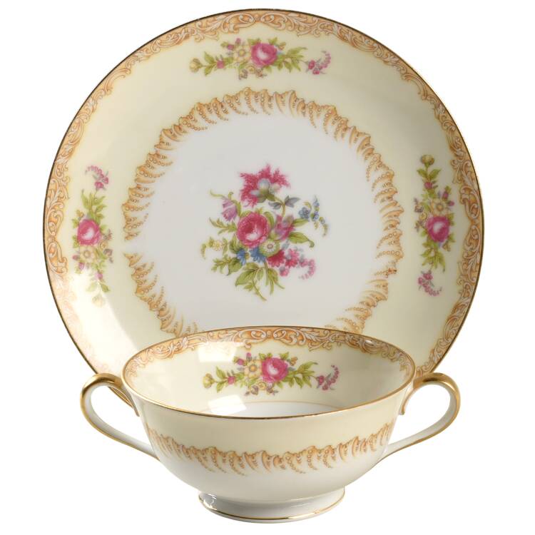 Lavegas Footed Cream Soup Bowl & Saucer Set