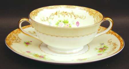Leona Footed Cream Soup Bowl & Saucer Set