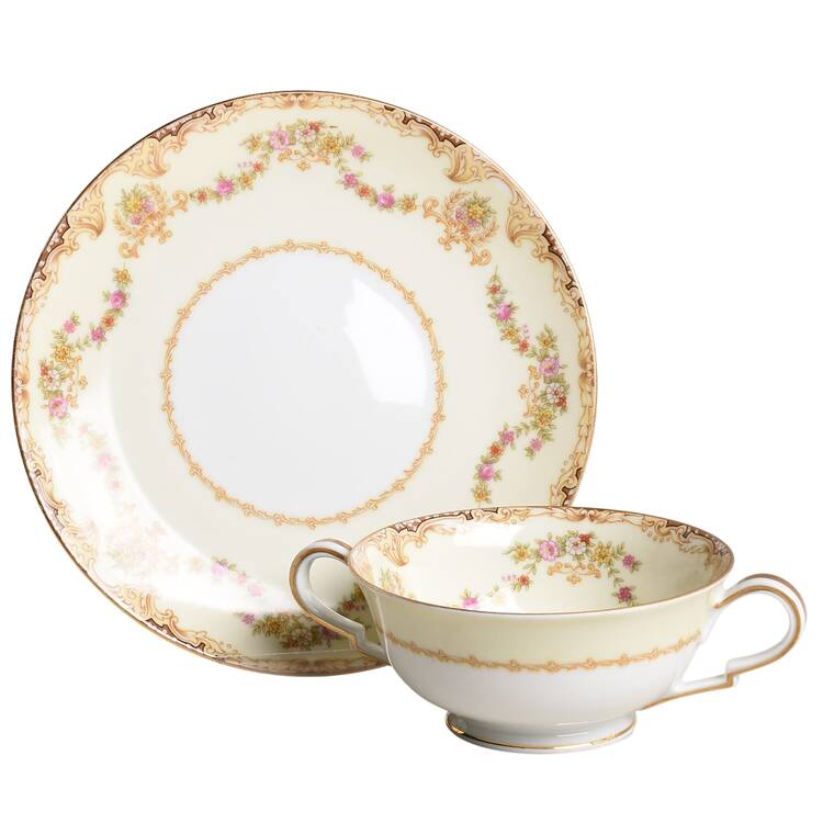 Lilac Footed Cream Soup Bowl & Saucer Set