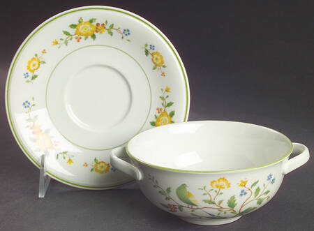 Lineage Flat Cream Soup Bowl & Cup Saucer Set