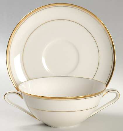Linton Flat Cream Soup Bowl & Saucer Set