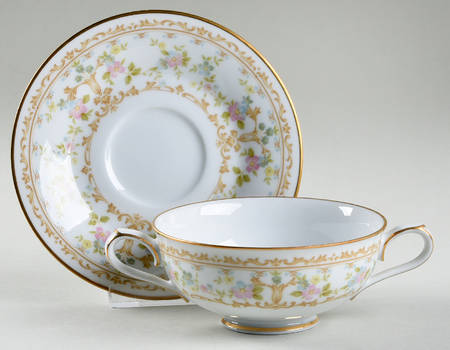 Long Ago Footed Cream Soup Bowl & Cup Saucer Set