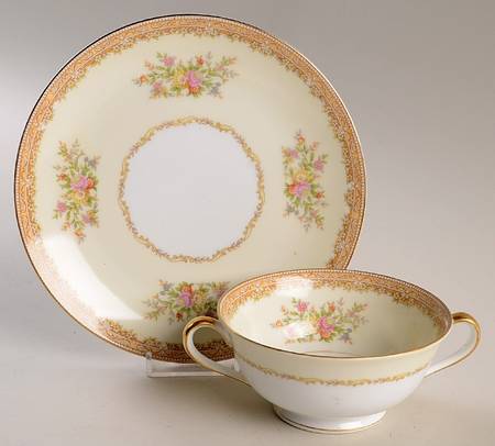 Lois Footed Cream Soup Bowl & Saucer Set