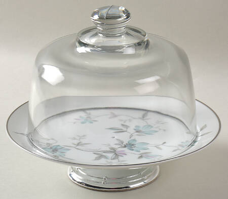 Lorene 6 1/2"-7 1/2" Footed Cheese Plate w/ Glass Dome HC