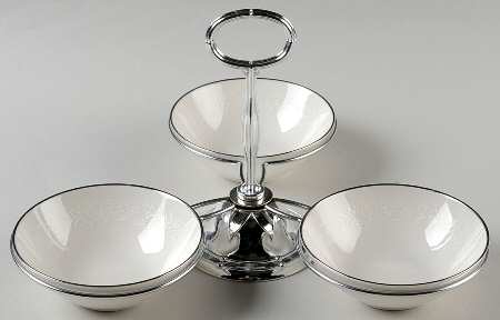 Lorelei 7" x 12" 3-Part Relish & Metal Stand (FR) HC