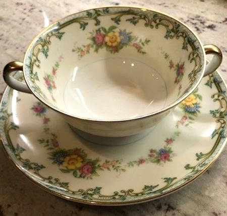 Lucia Footed Cream Soup Bowl & Saucer Set