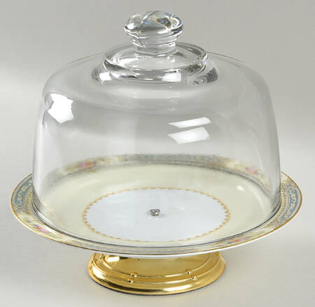 Lurline 6 1/2"-7 1/2" Footed Cheese Plate w/ Glass Dome HC