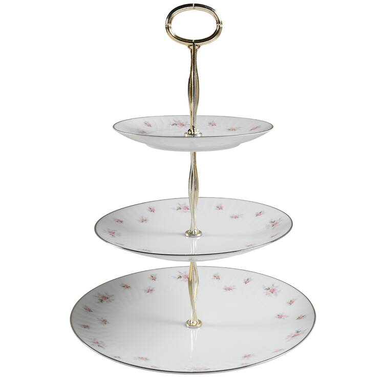 Mabel (Embossed) 13 7/8"-14 1/4" 3-Tiered Serving Tray(DP,SP,BB) HC