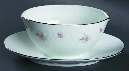 Mabel (Embossed) Gravy Boat with Attached Underplate