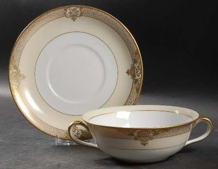 Marcisite Flat Cream Soup Bowl & Saucer Set