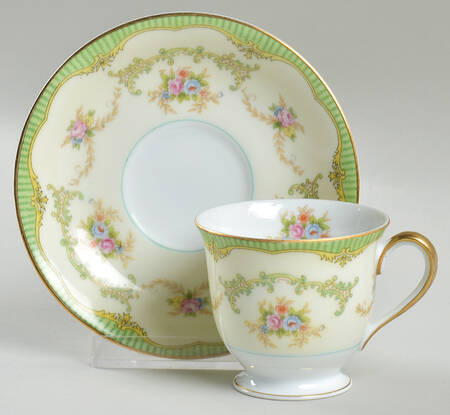 Marlene Green Footed Demitasse Cup & Saucer Set