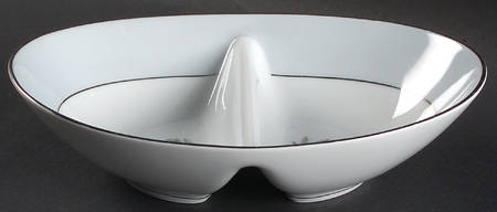 Mavis 10" Oval Divided Vegetable Bowl