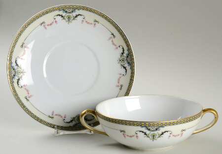 Mayfair (Gold Trim) Flat Cream Soup Bowl & Saucer Set