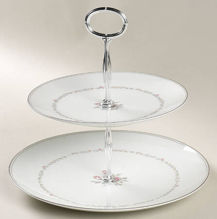 Mayfair (Platinum Trim) 6 5/8"-10"  2 Tiered Serving Tray (Dp, Sp) HC