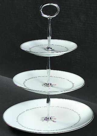 Mayfair (Platinum Trim) 13 7/8"-14 1/4" 3-Tiered Serving Tray(DP,SP,BB) HC