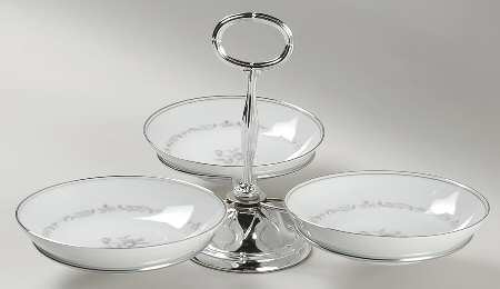 Mayfair (Platinum Trim) 7" x 12" 3-Part Relish & Metal Stand (FR) HC