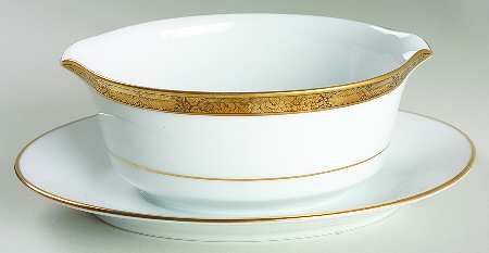 Mediterranean Gravy Boat with Attached Underplate