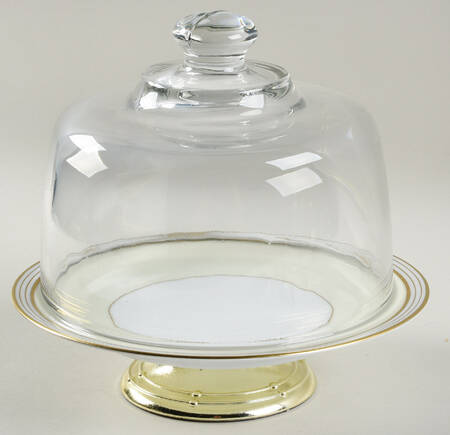 Medusa 6 1/2"-7 1/2" Footed Cheese Plate w/ Glass Dome HC