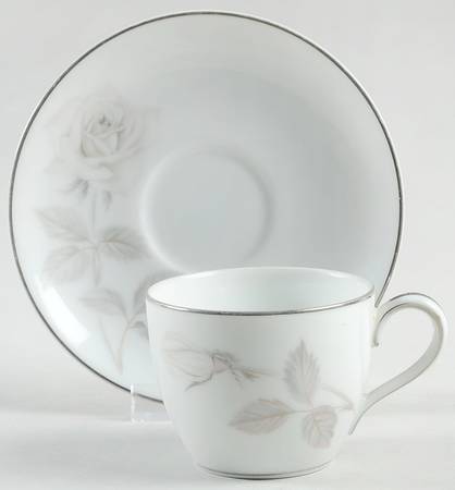 Melrose (Platinum Coupe) Flat Demitasse Cup & Saucer Set