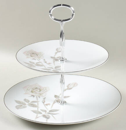 Melrose (Platinum Coupe) 6 5/8"-10"  2 Tiered Serving Tray (Dp, Sp) HC