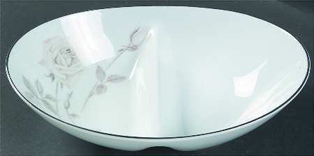 Melrose (Platinum Coupe) 10" Oval Divided Vegetable Bowl