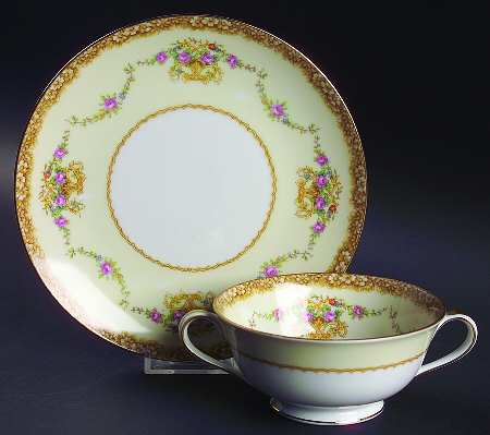 Mirabelle Footed Cream Soup Bowl & Saucer Set