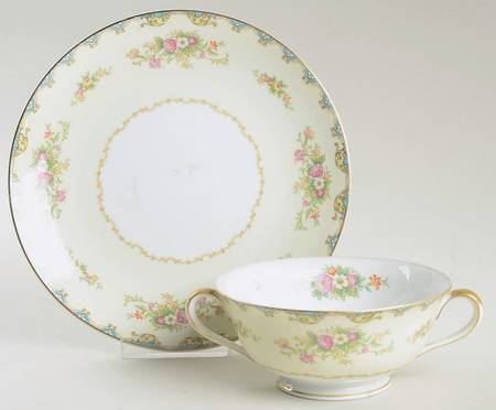 Miranda Footed Cream Soup Bowl & Saucer Set