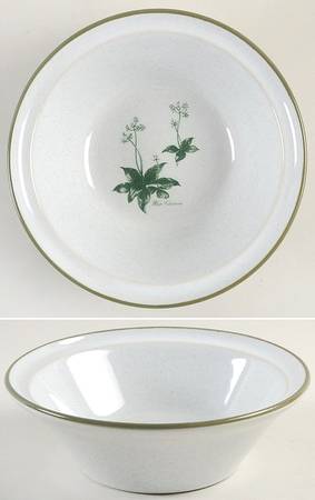 Mountain Flowers Green Rim Cereal Bowl