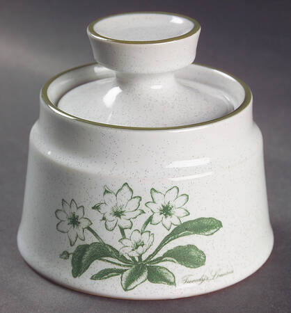 Mountain Flowers Green Sugar Bowl & Lid