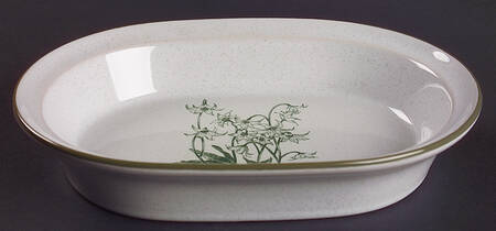 Mountain Flowers Green 9" Oval Vegetable Bowl