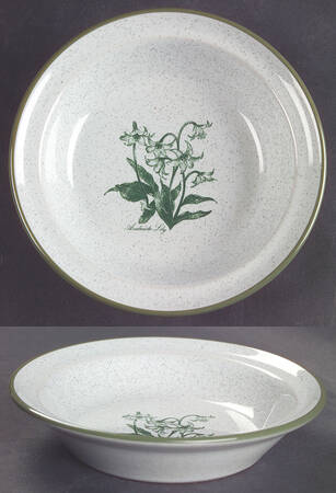 Mountain Flowers Green Rim Fruit/Dessert (Sauce) Bowl