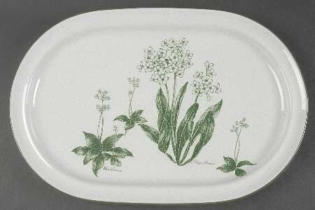 Mountain Flowers Green 14" Oval Serving Platter