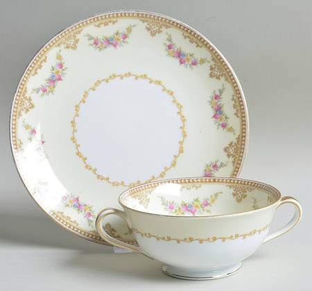 Monnette Footed Cream Soup Bowl & Saucer Set