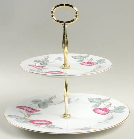 Morning Glory 6 5/8"-10"  2 Tiered Serving Tray (Dp, Sp) HC