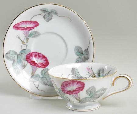 Morning Glory Footed Cup & Saucer Set