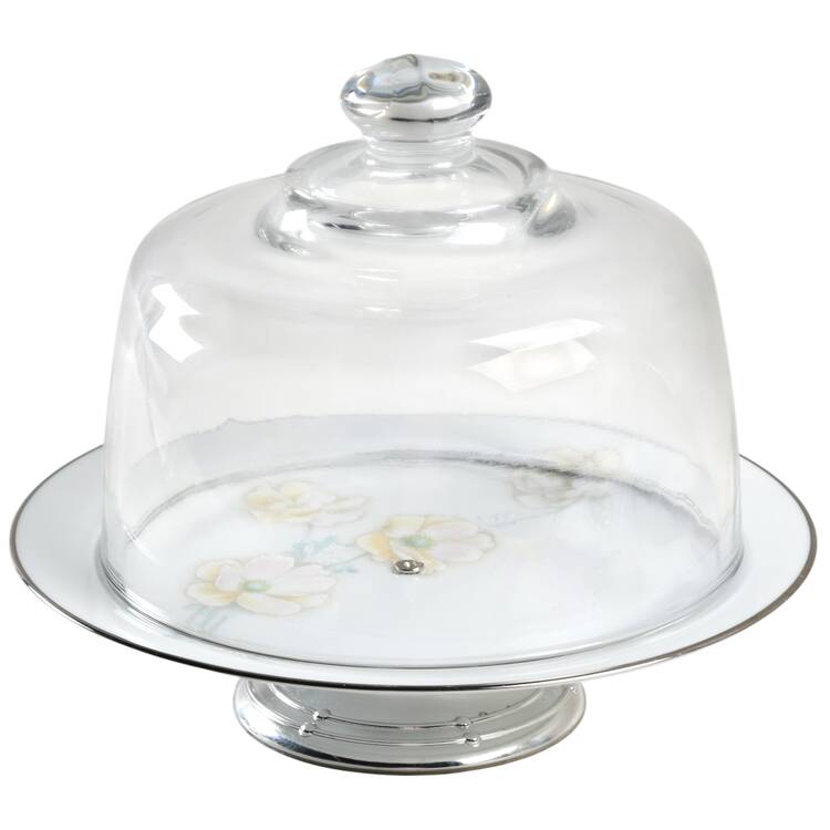 Murmur 6 1/2"-7 1/2" Footed Cheese Plate w/ Glass Dome HC