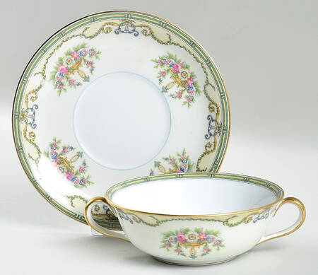 Mystery #105 Flat Cream Soup Bowl & Saucer Set