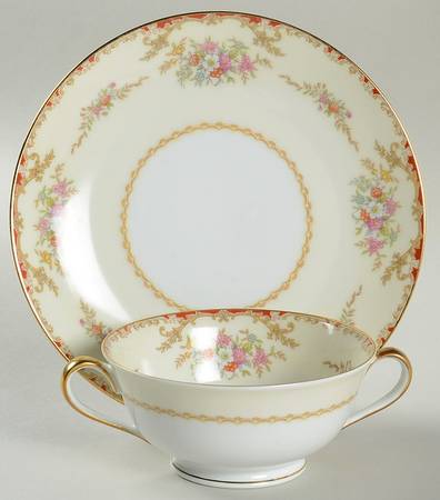 Mystery #110 Footed Cream Soup Bowl & Saucer Set