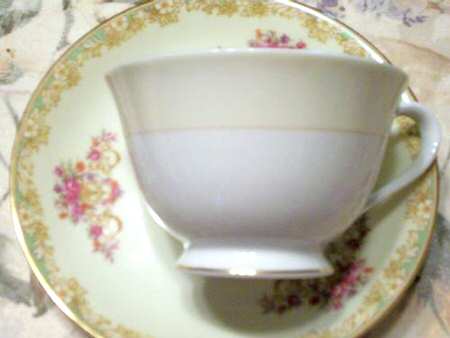 Mystery #114 Green Footed Cup & Saucer Set