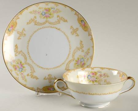Mystery #148 Footed Cream Soup Bowl & Saucer Set