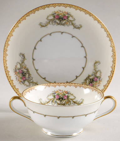 Mystery #149 Footed Cream Soup Bowl & Saucer Set