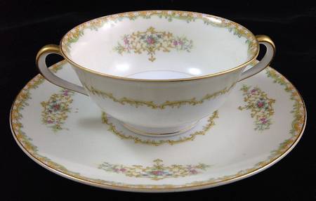 Mystery #157 Footed Cream Soup Bowl & Saucer Set