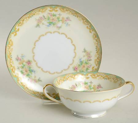 Mystery #160 Footed Cream Soup Bowl & Saucer Set